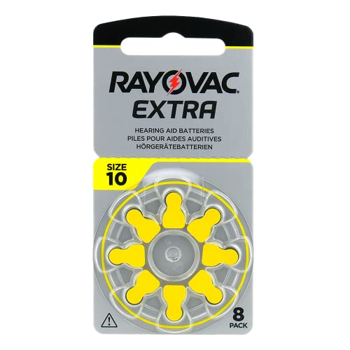 Rayovac Extra 10, 8 Stück, Hörgerätebatterien, hohe Leistung, Zink-Luft-Batterien, gelb
