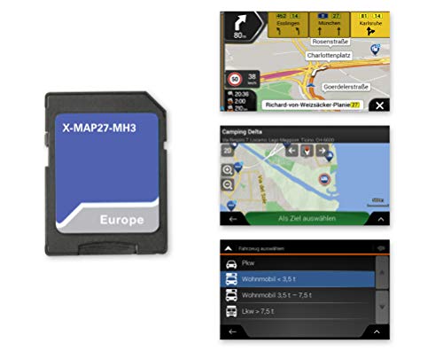 Xzent X-MAP27-MH3, Micro-SD-Karte für Fahrzeugnavigation mit Camper-Navigation für Europa, über 20.000 Camping-P.O.I. und 3 Jahre Updates