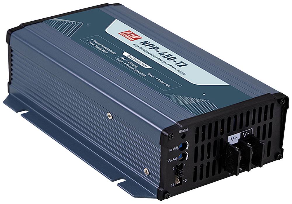 MEAN WELL NPP-450-72, Bleiakku-Ladegerät mit 5.5A Ladestrom, 3-stufiger Ladekurve und Potentiometer zur Spannungseinstellung