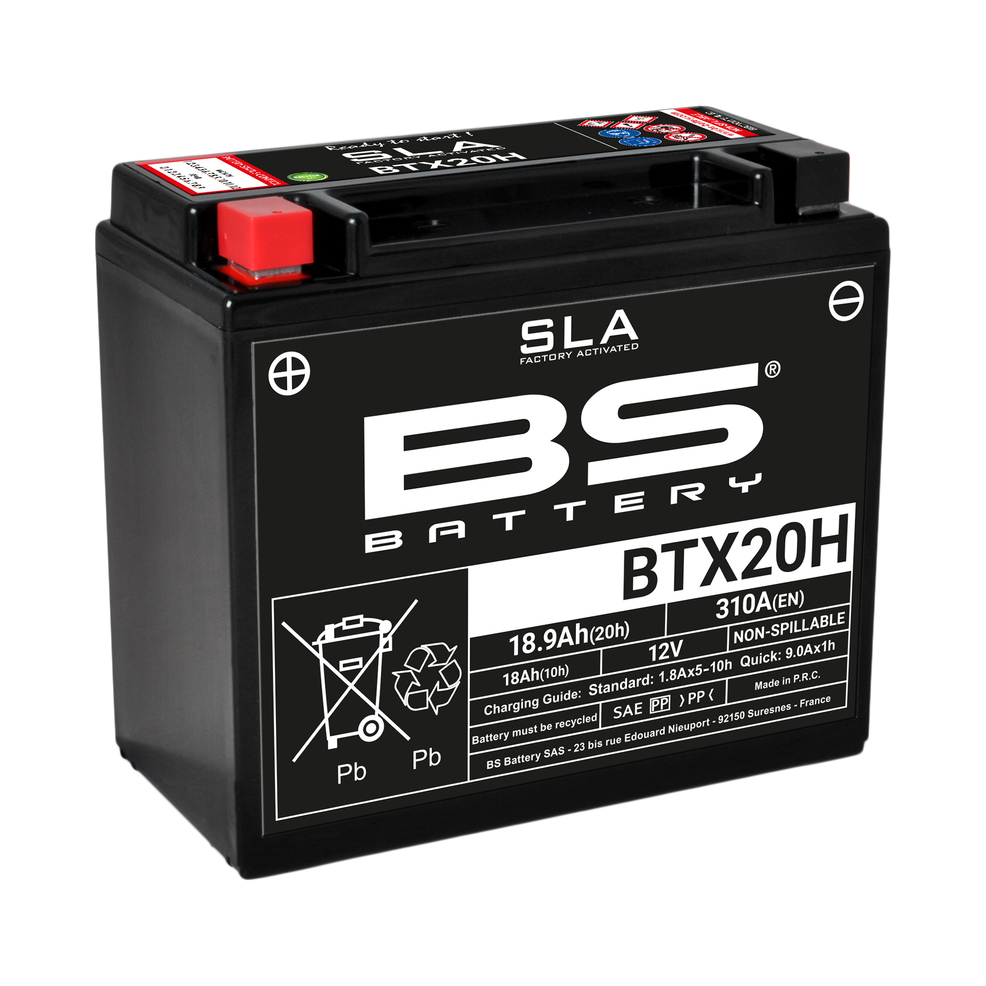 BS Battery BTX20H, Wartungsfreie AGM-Batterie, werkseitig aktiviert, hohe Leistungsabgabe, auslaufsicher, montierbar in mehreren Positionen