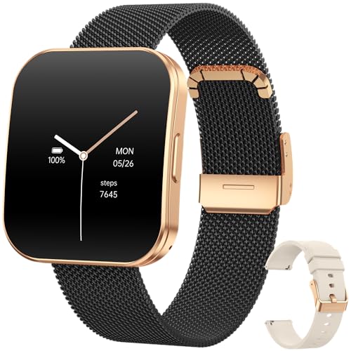 Levowatch Tiny Damen Smartwatch, 8mm dünn & Curved, mit AMOLED Always-On Display, Sprachsteuerung, wasserdicht, 3 Armbänder, Fitness-Tracker, Telefonfunktion