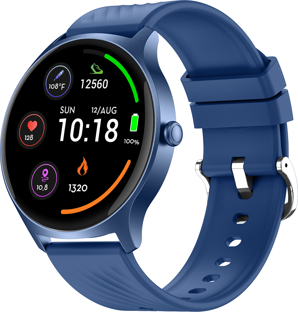 Denver Smartwatch SWC-387BU, Bluetooth Smart Watch mit AMOLED-Full-Touch-Display, Gesundheits- und Fitness-Tracking, blau