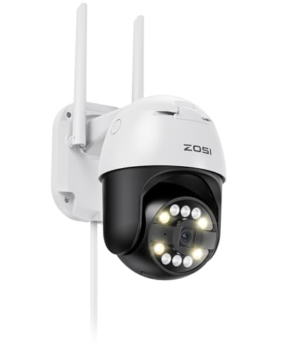 ZOSI 4K 8MP Pan/Tilt WLAN Überwachungskamera Aussen, 355°/140° Schwenkbare IP Kamera mit Plug-in Strom, Menschenverfolgung, 8X Digital Zoom, C296