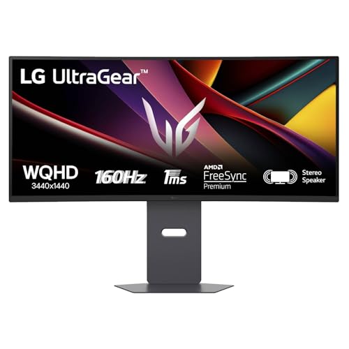 LG Ultragear 34G600A-B Gaming-Monitor, 34", UWQHD (3440x1440), 160Hz, 1ms MBR, HDR10, Curved 1800R, Schwarz