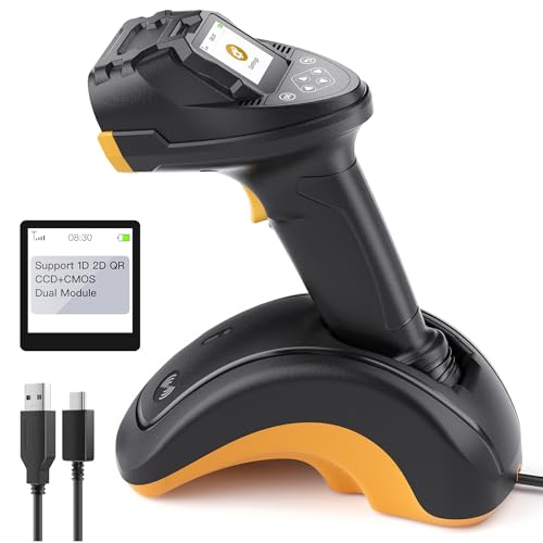 Inateck Barcodescanner Pro8, Handscanner mit Datenübertragungsstation für 1D- und 2D-Barcodes, Schwarz