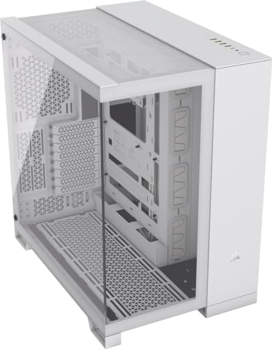 CORSAIR 6500X Mid-Tower ATX PC-Gehäuse Aus Gehärtetem Glas - Ohne Lüfter - Zweikammer-Design - Große Kühlungsflexibilität - Kompatibel Mit Reverse Connection Motherboards - Weiß