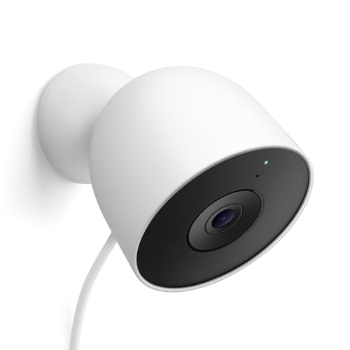 Google Nest Cam (Outdoor, mit Kabel, 2. Generation) – Sicherheitskamera mit 2K-Video und Nachtsicht, funktioniert mit Google Home, Farbe: Snow