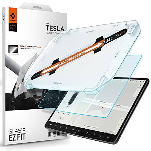 Spigen Panzerglas Schutzfolie für Tablet, 9H Härte, Anti-Fingerabdruck, extreme Klarheit, kompatibel mit Tesla Model 3 und Model Y