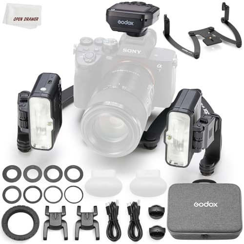 Godox MF12-DK1 Macro Flash Kit, 2.4G Wireless Control, Dentists Mode, Compatible for Sony, with XproIIS Trigge + Dentists Trigger and MF-DB Stand, Silver