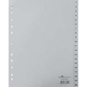 Durable 6522-10 Register Kunststoff 1-20, A4, 20-teilig, grau