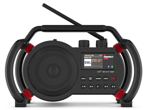 PerfectPro Baustellenradio NETBOX, WiFi internetradio, DAB+ und UKW-Empfang, Bluetooth, AUX und USB-Eingang, Inklusive Ladegerät, IP64, NBX2