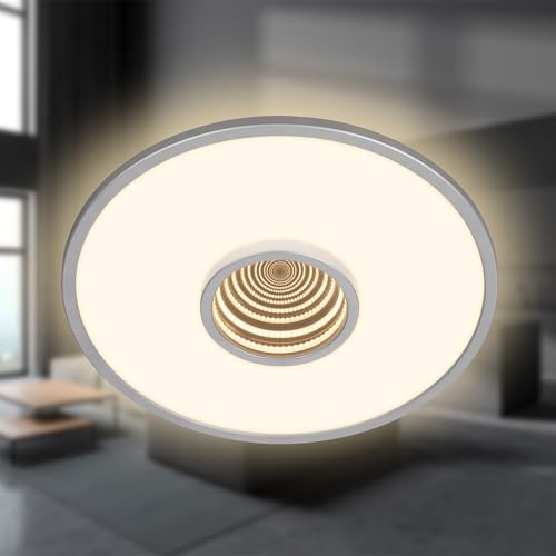BRILONER LED Deckenlampe mit Infinity Spiegel, 3D Tunneleffekt, einzeln schaltbare Lichtflächen, 42x4 cm, Chrom Matt