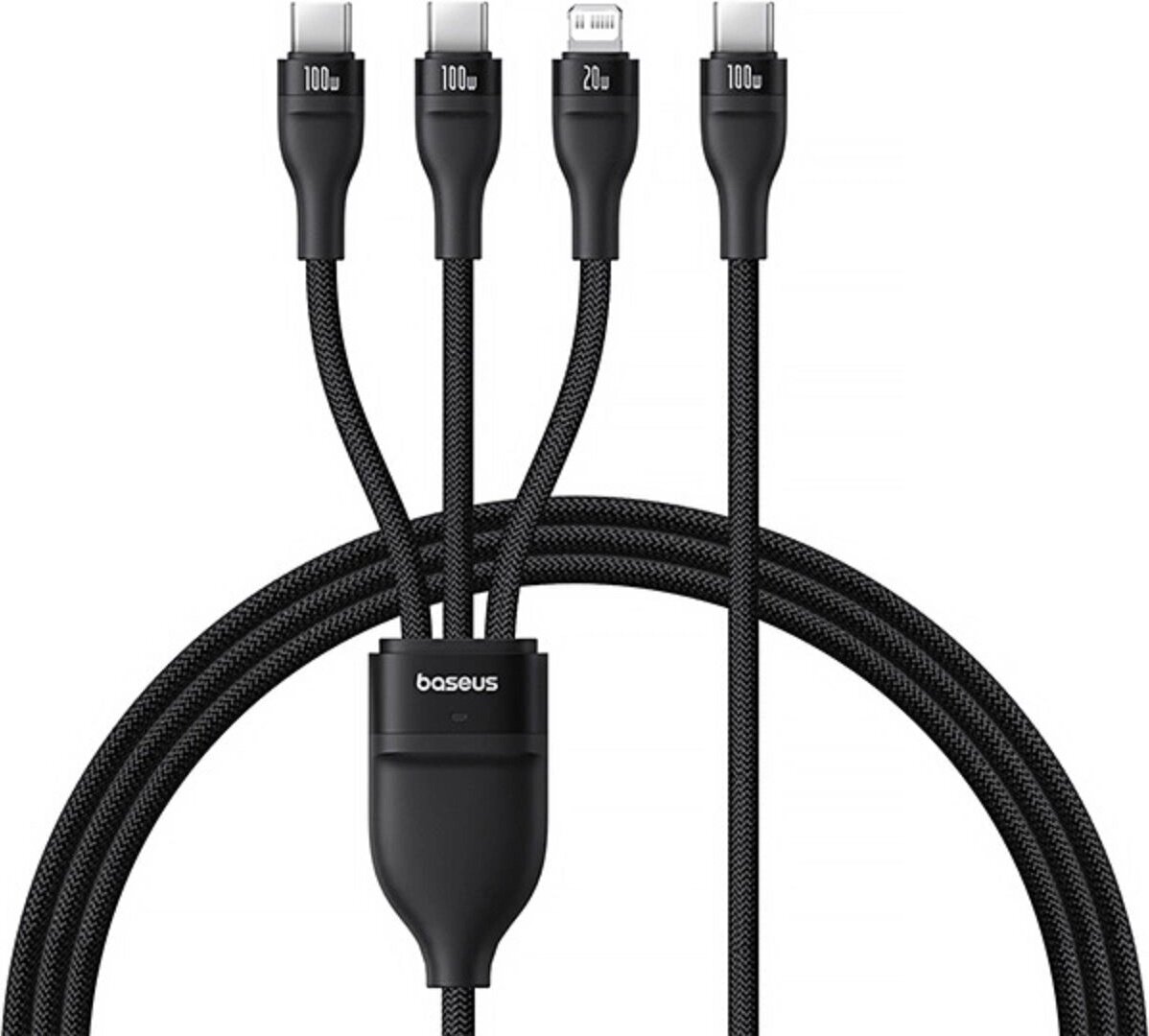 Baseus Flash Series 3 100W USB-C 3in1 Kabel, USB-C+USB-C+Lightning, 1,5m + 3x 0,25m, schwarz