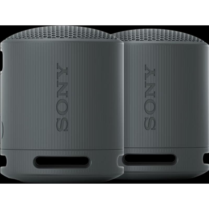 Sony SRS-XB100 Duo Pack, Bluetooth Lautsprecher mit 16 Stunden Akkulaufzeit, wasserdicht und staubresistent, Schwarz
