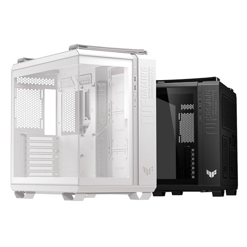 ASUS TUF Gaming GT502 Horizon TG ARGB White, Zweikammer-Gehäuse mit Panoramadesign, 4 vorinstallierte ARGB-Lüfter, High-Speed USB Type-C