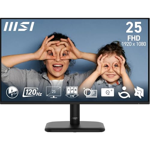 MSI PRO MP251LDE E2, 24,5-Zoll-FHD-Büromonitor mit 1920 x 1080 IPS-Panel, 120 Hz Bildwiederholungsrate und augenschonender Technik, HDMI 1.4b, D-Sub