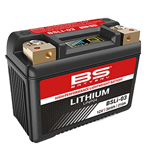 BS Battery BSLI-03 Lithium-Ionen-Batterie, 12V 3Ah, hohe Kaltstartleistung, wasserdicht, bis zu 70% leichter als Blei-Säure-Batterien