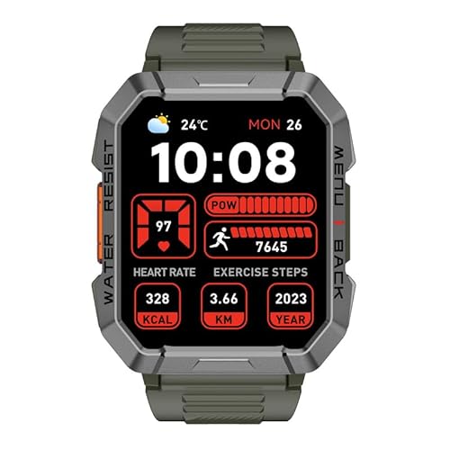 Blackview W60, Robuste Smartwatch mit 2,01" LCD-Display, integriertem Mikrofon, wasserdicht, grünes Gehäuse