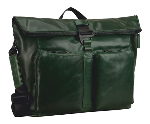 Leonhard Heyden Porto Messenger, Leder Laptop-Tasche 38 cm, flaschengrün