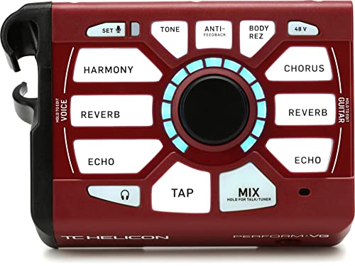 TC Helicon PERFORM-VG Ultra-einfacher Gesangs- und Akustikgitarrenprozessor mit Mikrofonständer für Solo- und Duo-Performer