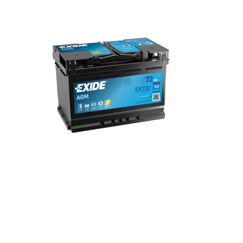 Exide EK720 Start-Stop AGM Autobatterie, 12V 72Ah 760A, auslaufsicher für Start-Stopp-Technologie