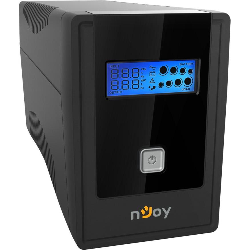 Njoy Cadu 850, Line-interaktive USV mit 800 VA und 480 W, LCD-Display, Überspannungsschutz, 2 AC-Ausgänge, kompakt