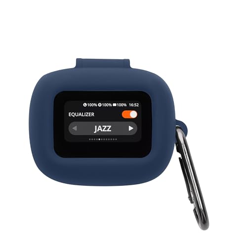 kwmobile Silikon Schutzhülle kompatibel mit JBL Live Flex 3 / Live Buds 3 / Live Beam 3 - Dunkelblaue TPU Etui mit Anhänger und Ladeöffnung