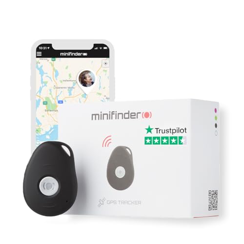 MiniFinder Pico 4G, Persönlicher Alarm-Schlüsselanhänger mit Echtzeit-GPS-Tracking, Schwarz