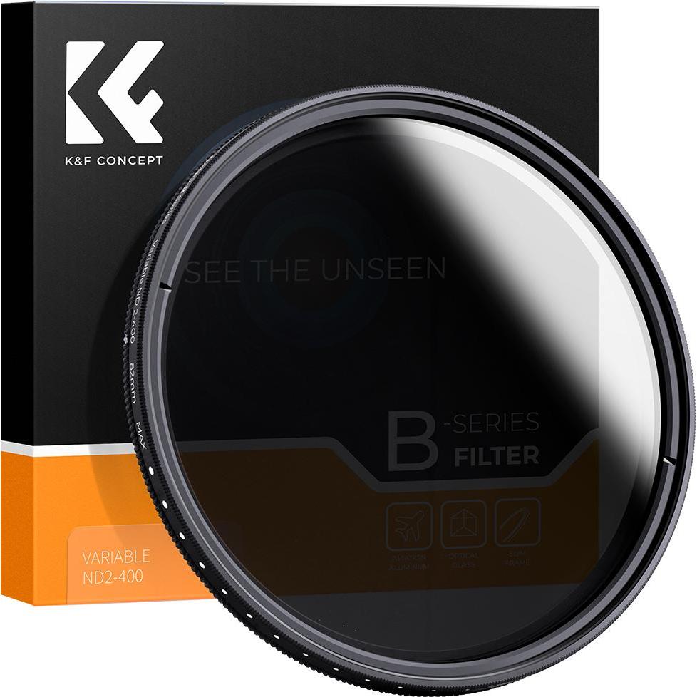 K&F Concept Slim KV32, ND- / Graufilter 67 mm für Objektive mit 9-stufiger Belichtungseinstellung, Schwarz