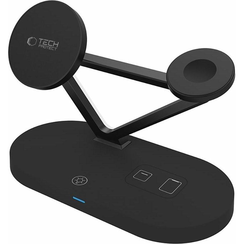 Tech-Protect QI15W-A41 3in1 Wireless Charger mit MagSafe für Apple Geräte, Schwarz, 15 W Ladeleistung