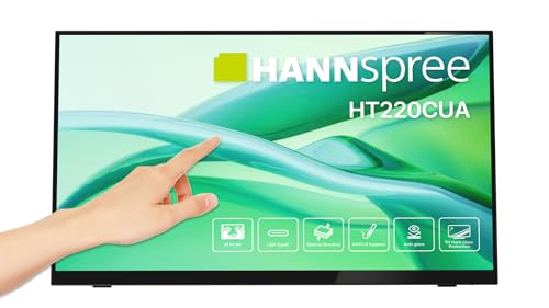 Hannspree HT220CUA, 54,5 cm (21,45") Multitouch-Monitor mit 10 Touchpunkten, 1920x1080 Full HD, USB Typ-C, HDMI, Lautsprecher, neigbar, VESA 100x100mm