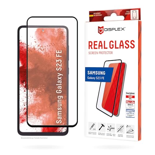 Displex Full Cover Panzerglas (10H) für Samsung Galaxy S23 FE, Eco-Montagerahmen, kratzer-resistente Schutzfolie, hüllenfreundlich