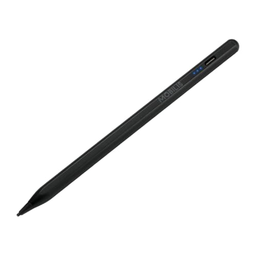 Mobilis Universal Active Stylus, Eingabestift mit 1.45 mm Spitze, schwarz, für Tablets, 10 Stunden Akkulaufzeit, präzise Navigation und Zeichnen, USB-A/USB-C Ladefunktion