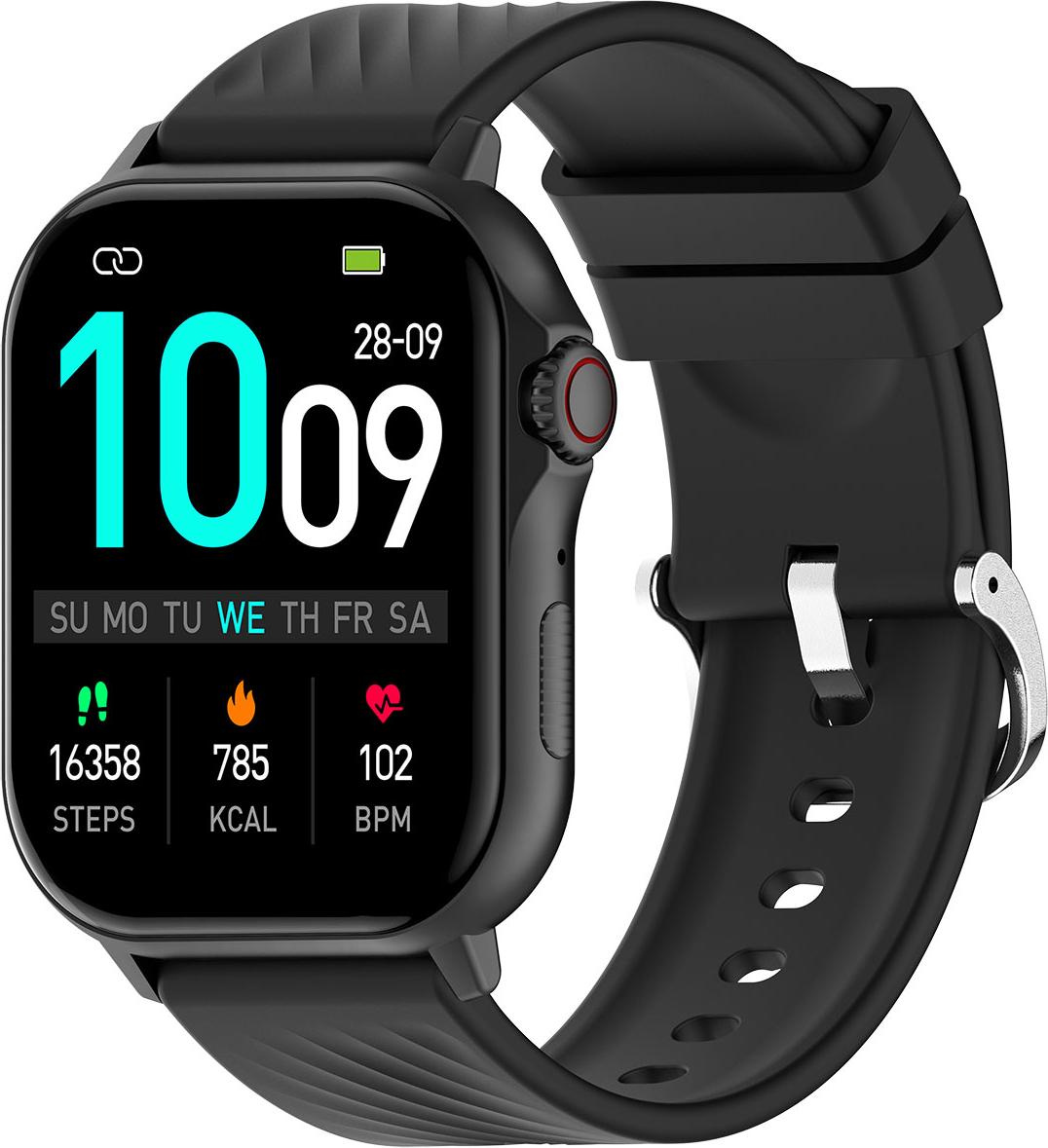 Denver SWG-159B Smartwatch, Bluetooth GPS, 2,13 Zoll AMOLED Display, schwarz, mit Gesundheitsfunktionen und 100+ Sportmodi