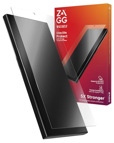 ZAGG InvisibleShield Glass Elite, Displayschutz aus gehärtetem Glas für Samsung S24 Ultra [6.8-Inch], Hüllentauglich, schmutzabweisend, kratzfest, stossfest, einfache Installation (Transparent)