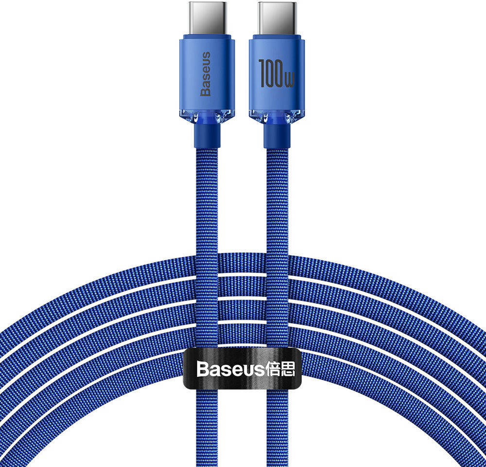 Baseus Crystal Shine Series USB Typ C - USB Typ C Kabel, 100W schnellladefähiges Datenkabel, 2m, blau