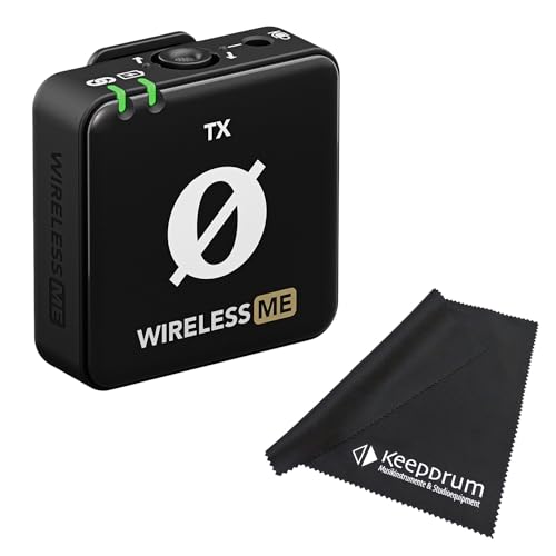 RØDE Wireless ME TX drahtloses Mikrofon Sender-Modul Einzel + keepdrum Mikrofasertuch - Kristallklare Audioqualität, externes Mikrofonanschluss, inkl. Fellwindschutz, schwarz