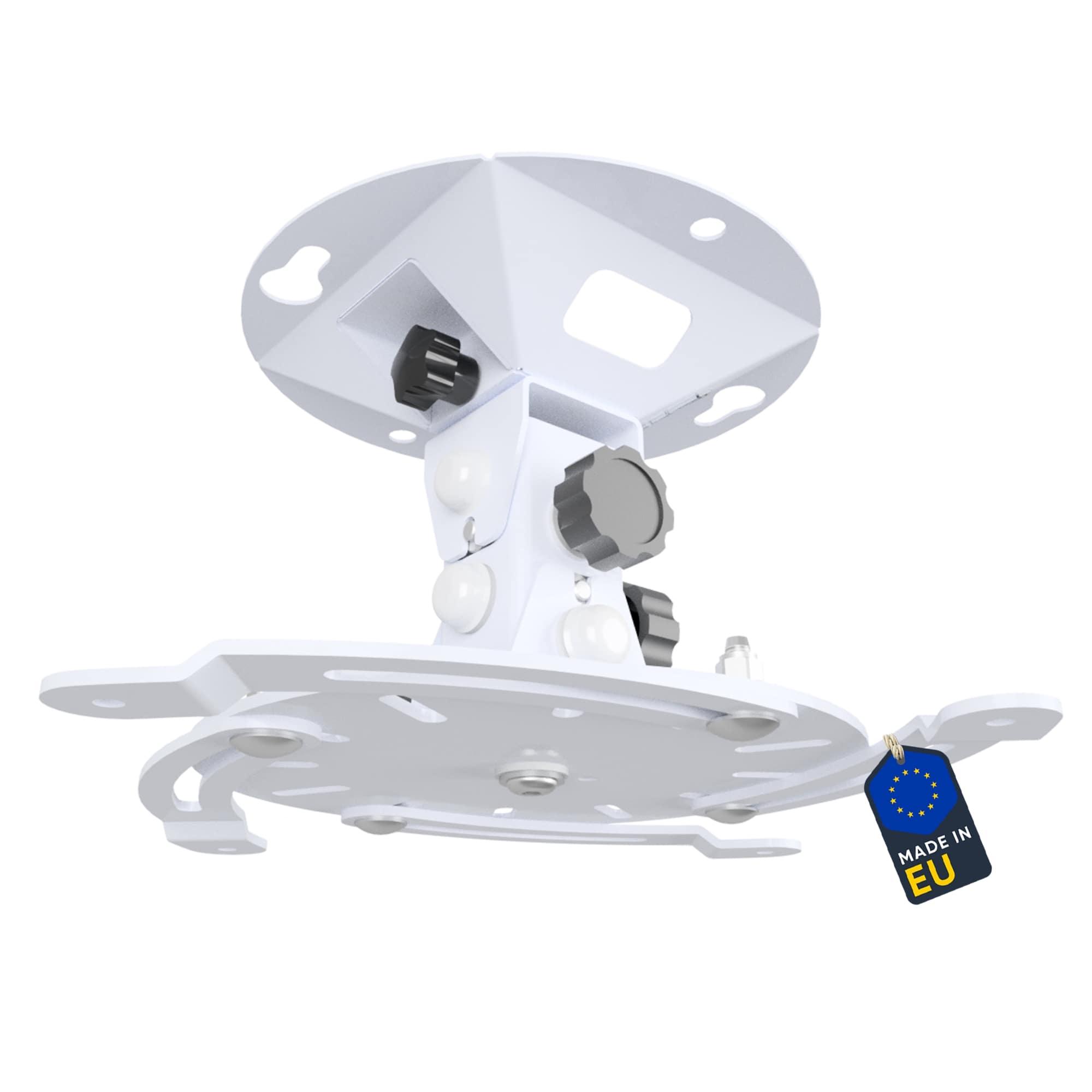 EDBAK Deckenhalterung für Projektor, Neigbar -25° bis +25°, bis 30 kg belastbar, mit Kabelmanagementsystem, Weiß