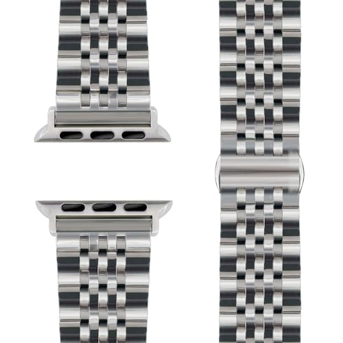 NALIA Trivo Edelstahl Armband für Apple Watch SE & Series 1-10, rostfreies Metallarmband mit Schmetterlingsschließe, Platin Silber, anpassbare Länge 38/40/41/42mm