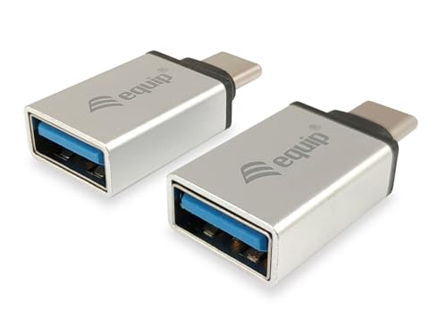 Equip USB C - A Adapter, Silber, 2er Pack, USB 3.0, 5 Gbps Übertragungsrate, Aluminiumschale