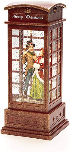 Konstsmide 4368-550 Telefonzelle Warmweiß LED Rot beschneit, mit Wasser gefuellt, Timer, mit Schalt