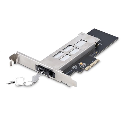 StarTech.com M.2 NVMe Wechselrahmen für PCIe x4, M2 PCIe Adapterkarte für M.2 SSD, PCI Express 4.0/3.0 Hot-Swap M2 NVMe Adapter, Schlüsselsperre, Edelstahlrahmen, werkzeuglose Installation (M2-Removable-PCIE-N1)