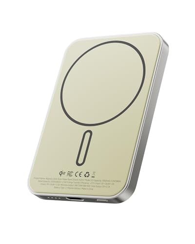 KU XIU 2025 Festkörper Powerbank für Magsafe, Qi2 15W, 5000mAh, 20W PD USB-C, ultra-slim 0.39", Titan