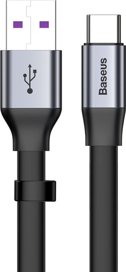 Baseus Einfaches Flachkabel USB / USB Type C, SuperCharge 5A 40W, Quick Charge 3.0, 23cm, grau