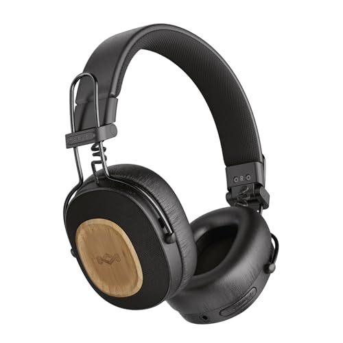 House of Marley Positive Vibration Riddim, kabellose On-Ear Bluetooth Kopfhörer mit 50 Std. Spielzeit, faltbar, Mikrofon und USB-C Schnellladung, aus nachhaltigen Materialien, Schwarz