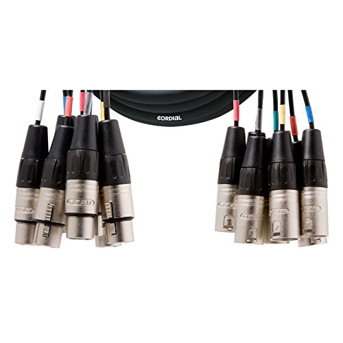 Cordial CML 8-0 FM 5 C, XLR Verbindungskabel mit 8x XLR-Buchse und 8x XLR-Stecker, 5m, Schwarz