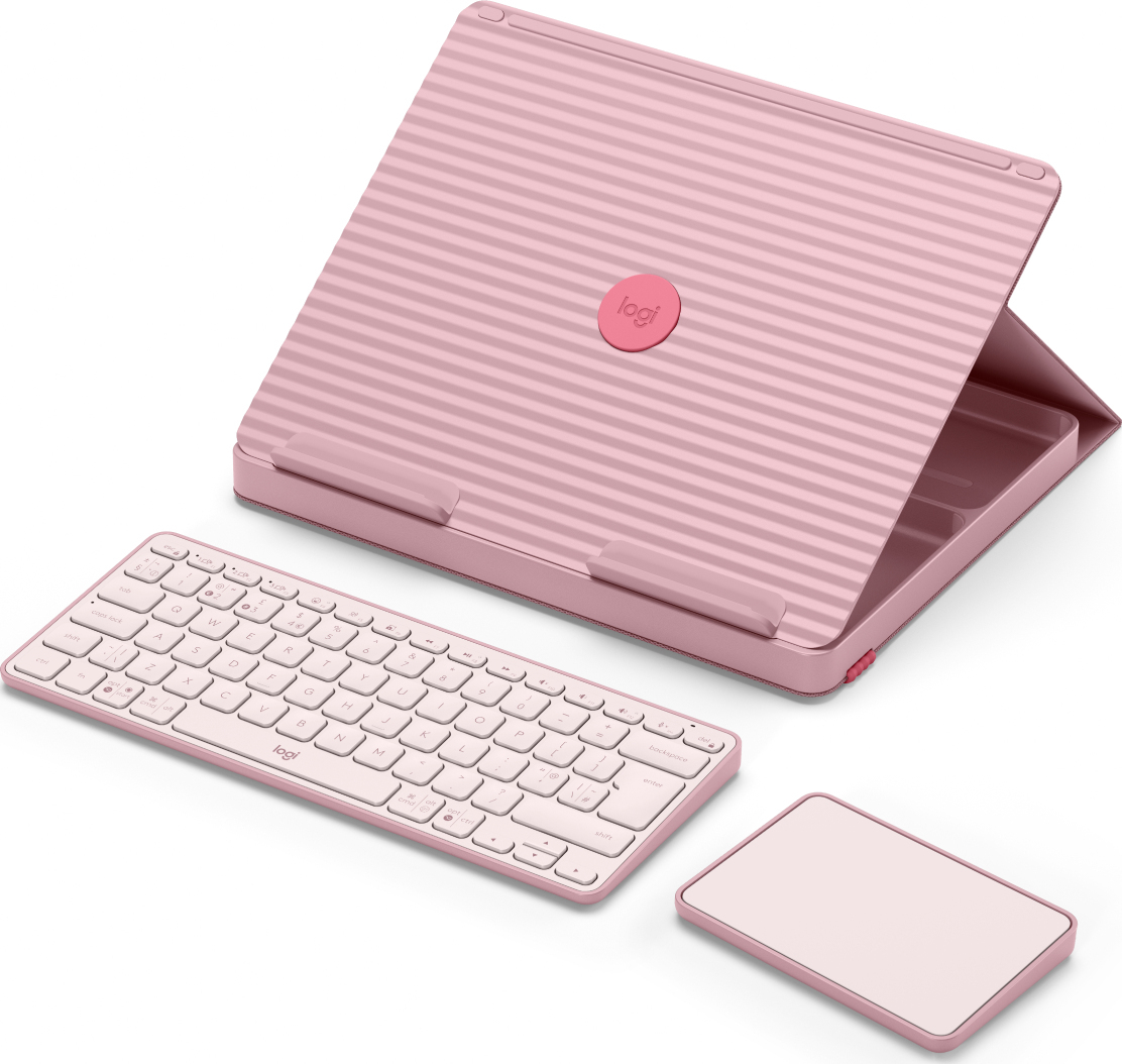 Logitech Casa - Tablet-Tastatur mit QWERTY Layout, UK Englisch, Touchpad, Scherenschalter - Pink - Bohemian Blush