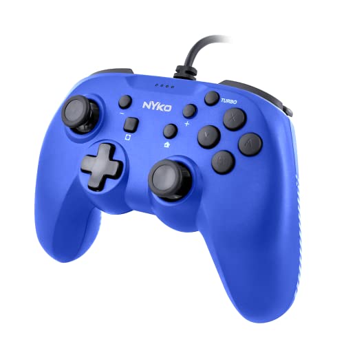 Nyko Prime Wired Controller, Gaming Controller mit 2 Meter USB-Kabel und programmierbarer Turbo-Taste, Blau für Nintendo Switch