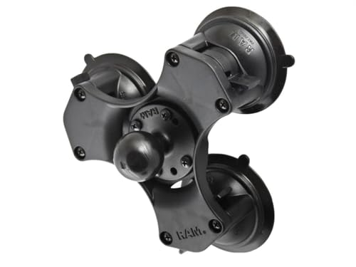 RAM Mounts RAM Triple Suction, C-Size Smartphone Halterung mit 1,5 Zoll Kugelbasis und drei 3,3 Zoll Saugnäpfen, Schwarz