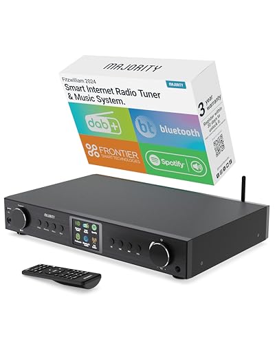 MAJORITY Fitzwilliam, DAB Plus Internetradio WLAN Tuner mit Spotify Connect, Fernbedienung und Farbdisplay, Schwarz